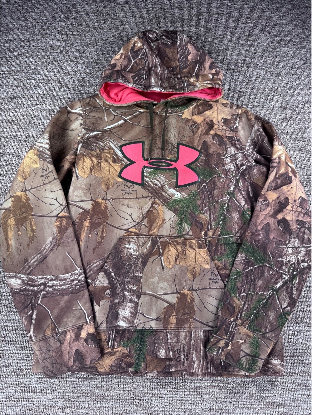 Under Armour Camo Utility Hot Pink Hoodie Sweatshirt Semi-Fitted Small